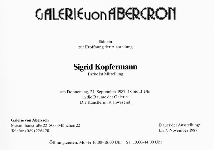 Kopfermann: Einladung Galerie von Abercron